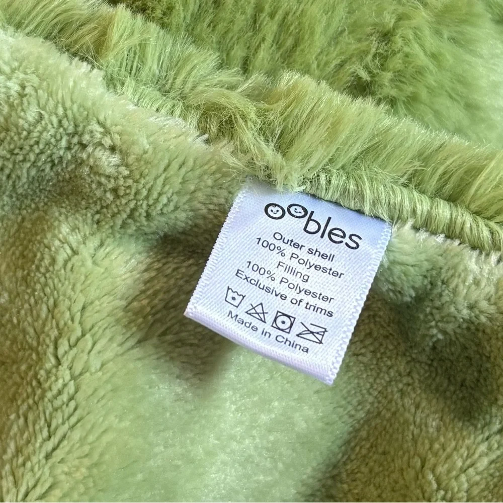 Oobles Green Fuzzy Dino Security Blanket Plush Lovey Rattle Comfort Toy NEW